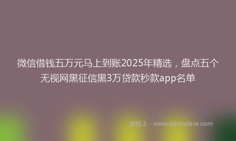 微信借钱五万元马上到账2025年精选，盘点五个无视网黑征信黑3万贷款秒款app名单