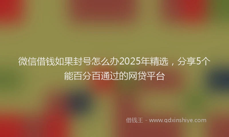 微信借钱如果封号怎么办2025年精选，分享5个能百分百通过的网贷平台