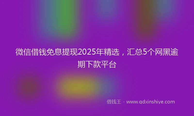 微信借钱免息提现2025年精选，汇总5个网黑逾期下款平台