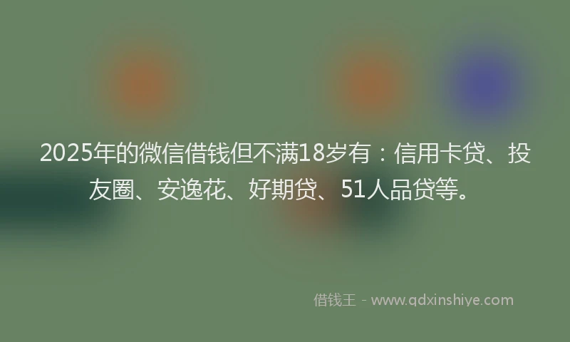 2025年的微信借钱但不满18岁有：信用卡贷、投友圈、安逸花、好期贷、51人品贷等。
