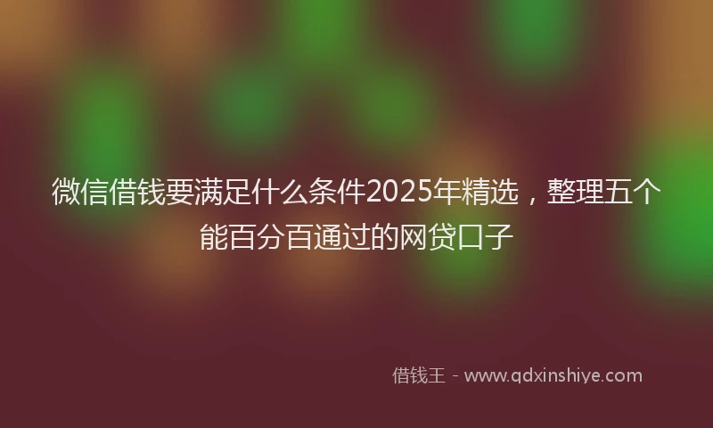 微信借钱要满足什么条件2025年精选，整理五个能百分百通过的网贷口子