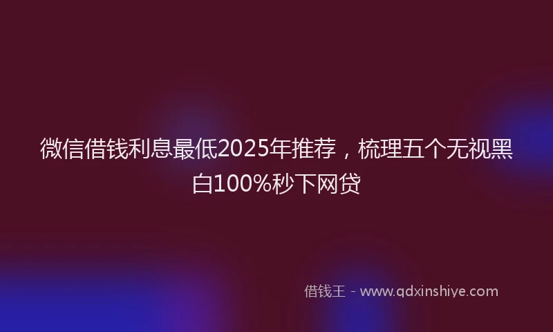 微信借钱利息最低2025年推荐，梳理五个无视黑白100%秒下网贷