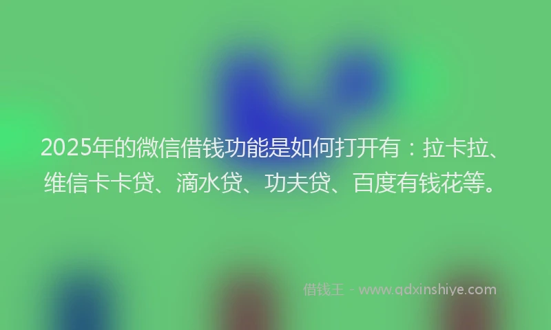 2025年的微信借钱功能是如何打开有：拉卡拉、维信卡卡贷、滴水贷、功夫贷、百度有钱花等。