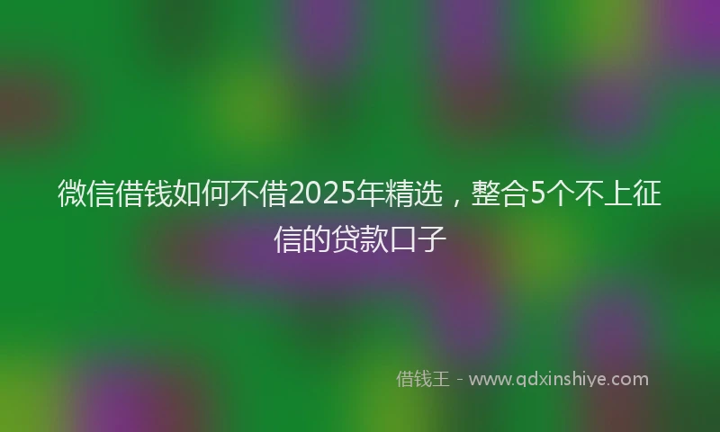 微信借钱如何不借2025年精选，整合5个不上征信的贷款口子