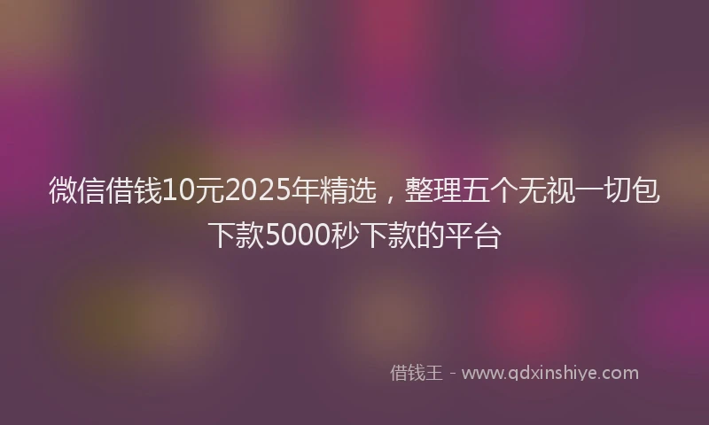 微信借钱10元2025年精选，整理五个无视一切包下款5000秒下款的平台