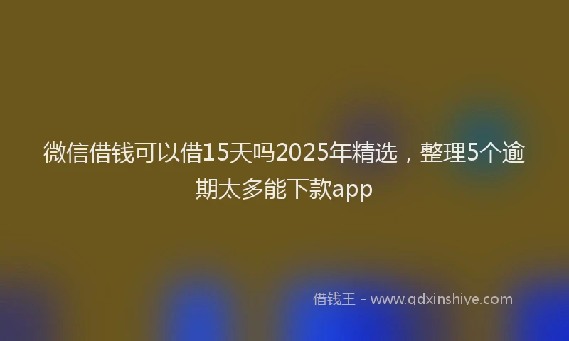 微信借钱可以借15天吗2025年精选，整理5个逾期太多能下款app