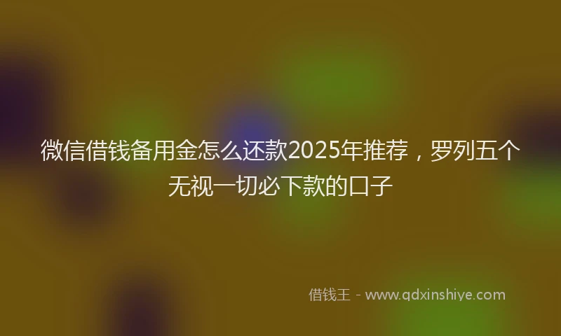 微信借钱备用金怎么还款2025年推荐，罗列五个无视一切必下款的口子