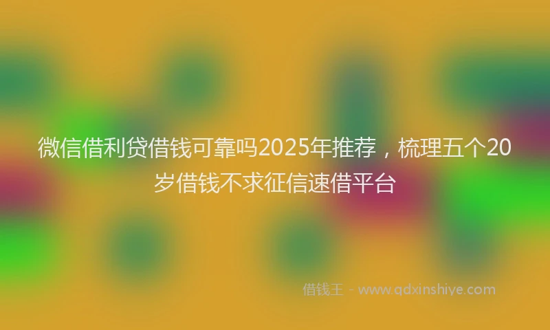 微信借利贷借钱可靠吗2025年推荐，梳理五个20岁借钱不求征信速借平台