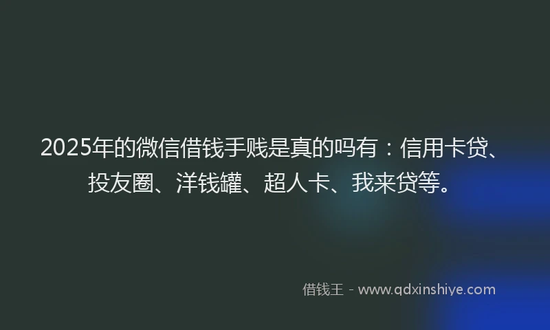 2025年的微信借钱手贱是真的吗有：信用卡贷、投友圈、洋钱罐、超人卡、我来贷等。