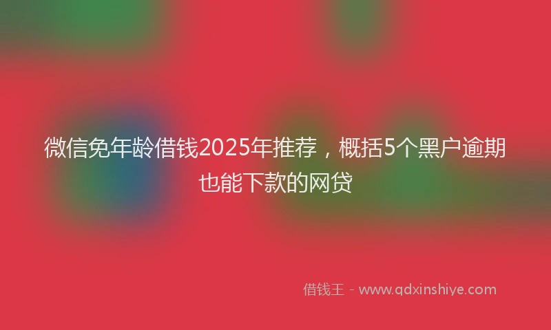 微信免年龄借钱2025年推荐，概括5个黑户逾期也能下款的网贷