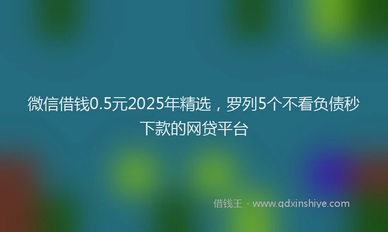 微信借钱0.5元2025年精选，罗列5个不看负债秒下款的网贷平台
