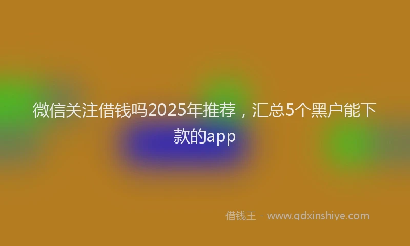 微信关注借钱吗2025年推荐，汇总5个黑户能下款的app