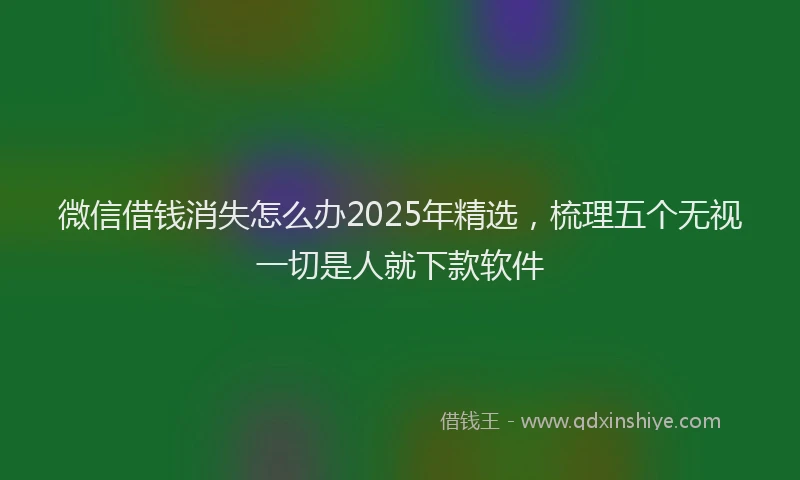 微信借钱消失怎么办2025年精选，梳理五个无视一切是人就下款软件