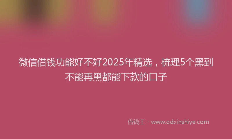 微信借钱功能好不好2025年精选，梳理5个黑到不能再黑都能下款的口子