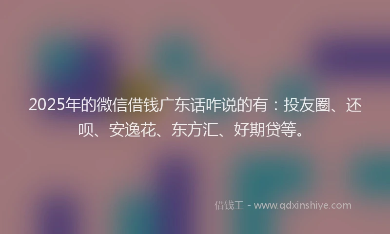 2025年的微信借钱广东话咋说的有：投友圈、还呗、安逸花、东方汇、好期贷等。