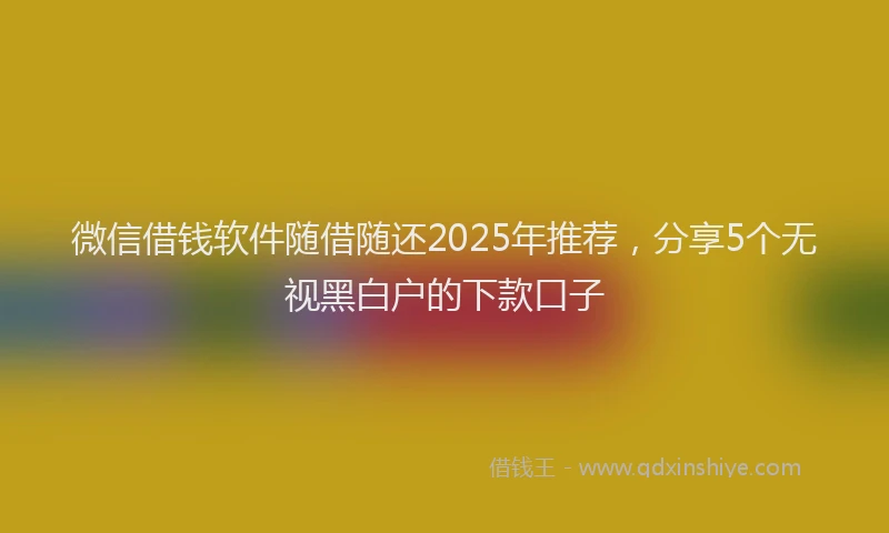 微信借钱软件随借随还2025年推荐，分享5个无视黑白户的下款口子