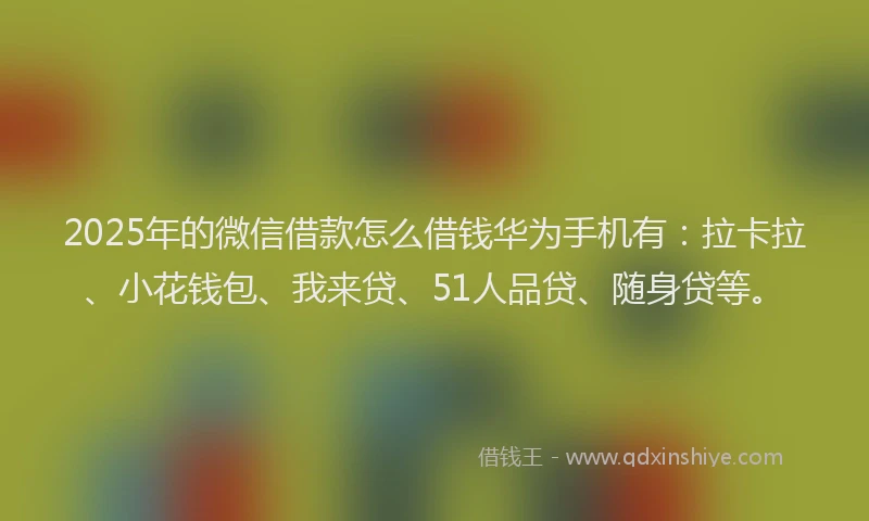 2025年的微信借款怎么借钱华为手机有：拉卡拉、小花钱包、我来贷、51人品贷、随身贷等。