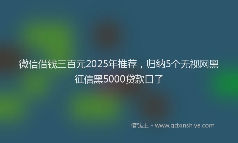 微信借钱三百元2025年推荐，归纳5个无视网黑征信黑5000贷款口子