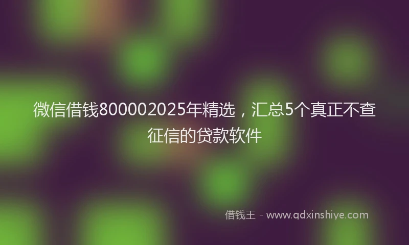 微信借钱800002025年精选，汇总5个真正不查征信的贷款软件
