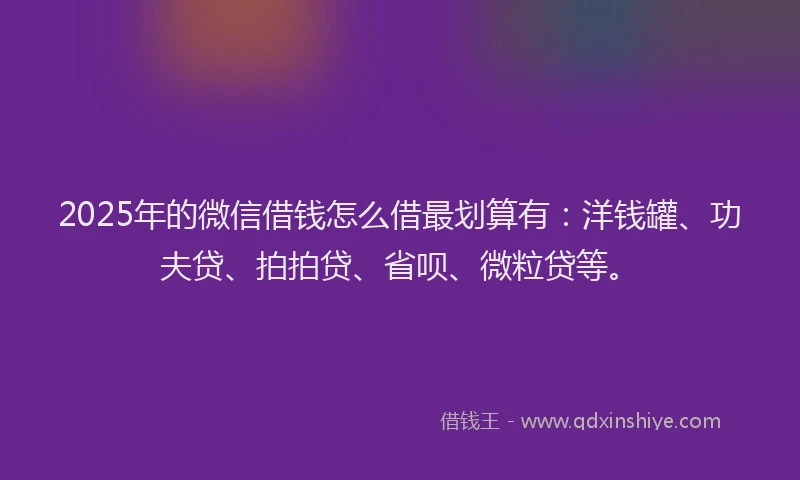 2025年的微信借钱怎么借最划算有：洋钱罐、功夫贷、拍拍贷、省呗、微粒贷等。