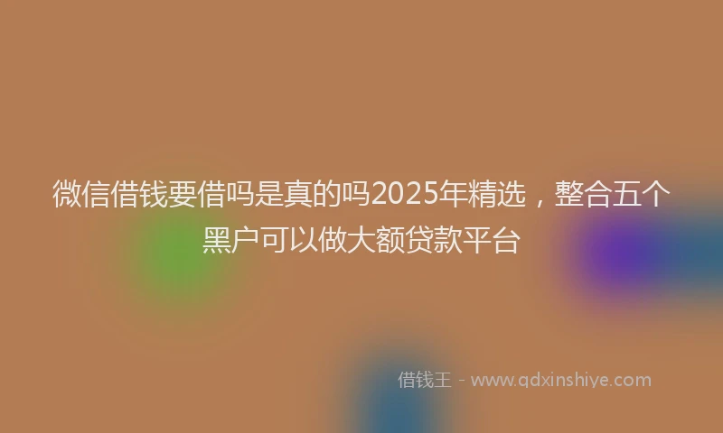 微信借钱要借吗是真的吗2025年精选，整合五个黑户可以做大额贷款平台