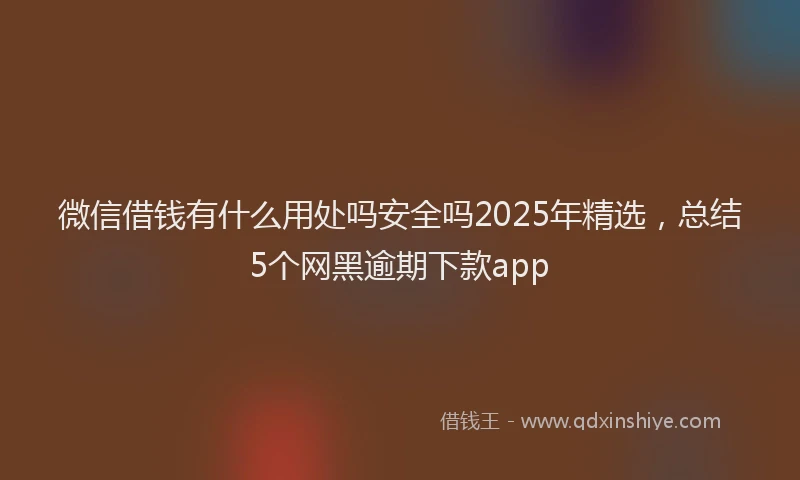 微信借钱有什么用处吗安全吗2025年精选，总结5个网黑逾期下款app