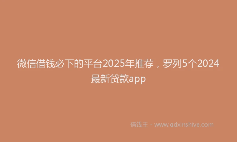 微信借钱必下的平台2025年推荐，罗列5个2024最新贷款app