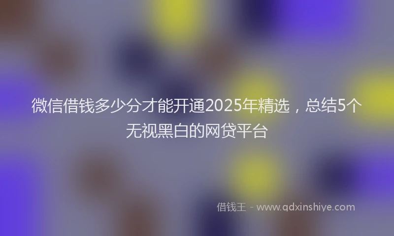 微信借钱多少分才能开通2025年精选，总结5个无视黑白的网贷平台