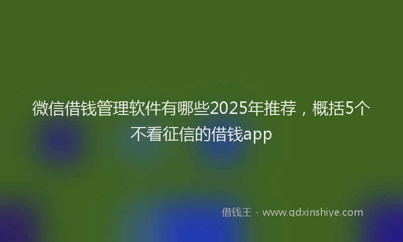 微信借钱管理软件有哪些2025年推荐，概括5个不看征信的借钱app