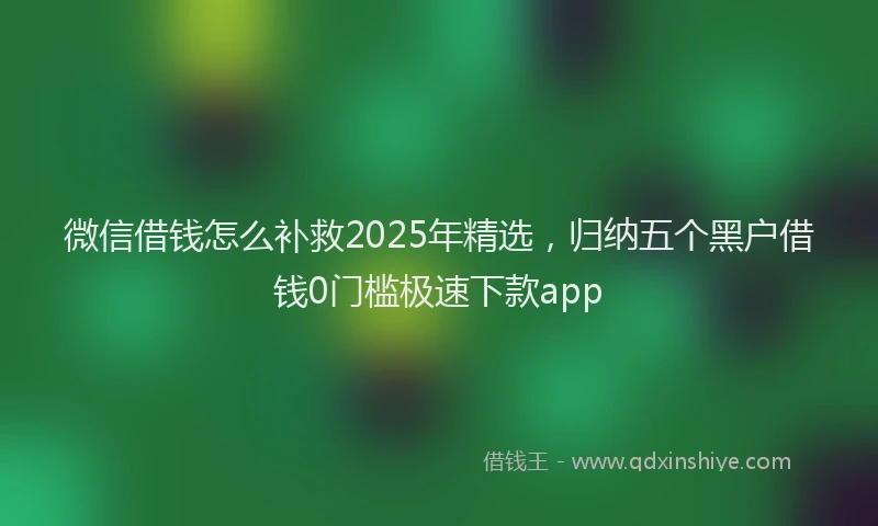 微信借钱怎么补救2025年精选，归纳五个黑户借钱0门槛极速下款app