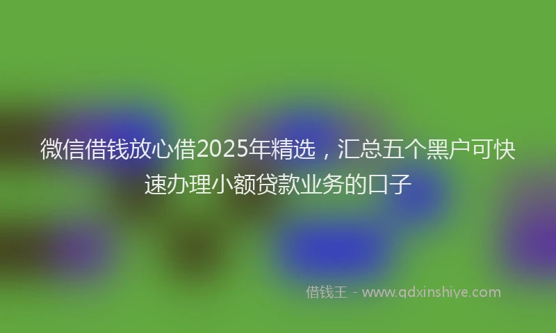 微信借钱放心借2025年精选，汇总五个黑户可快速办理小额贷款业务的口子