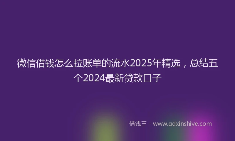 微信借钱怎么拉账单的流水2025年精选，总结五个2024最新贷款口子