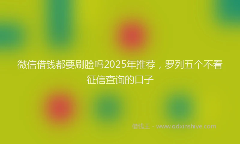 微信借钱都要刷脸吗2025年推荐，罗列五个不看征信查询的口子