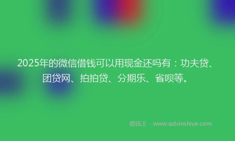 2025年的微信借钱可以用现金还吗有：功夫贷、团贷网、拍拍贷、分期乐、省呗等。