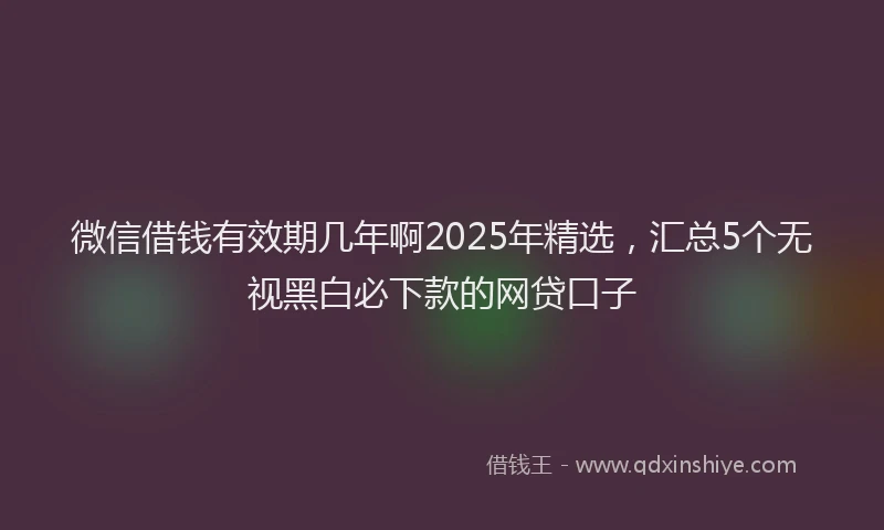 微信借钱有效期几年啊2025年精选，汇总5个无视黑白必下款的网贷口子