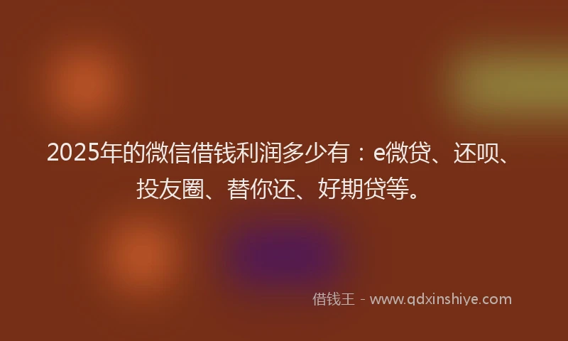 2025年的微信借钱利润多少有：e微贷、还呗、投友圈、替你还、好期贷等。