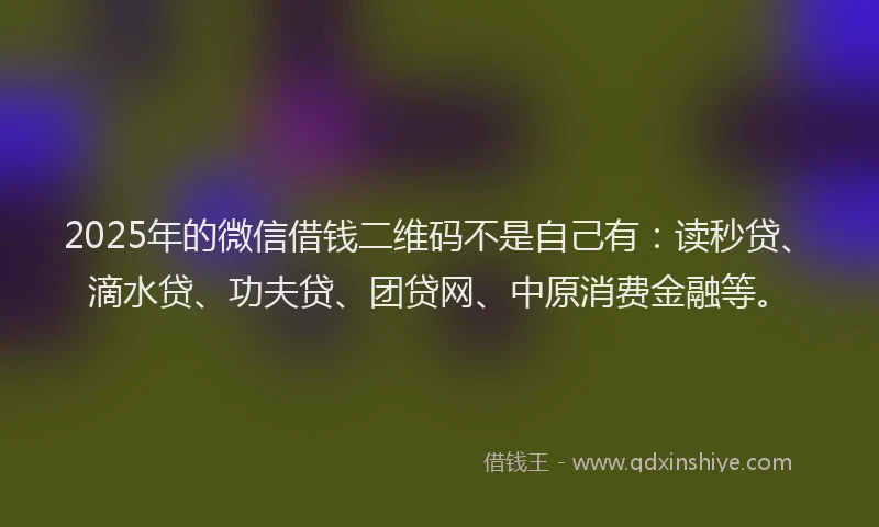 2025年的微信借钱二维码不是自己有：读秒贷、滴水贷、功夫贷、团贷网、中原消费金融等。
