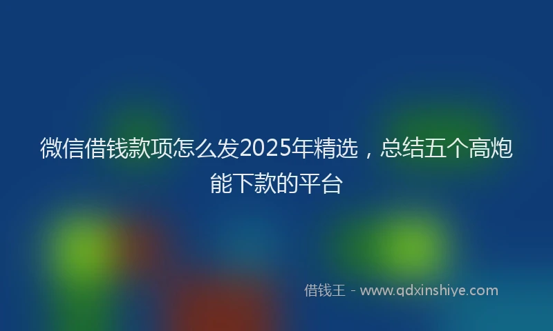 微信借钱款项怎么发2025年精选，总结五个高炮能下款的平台