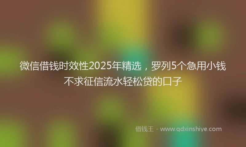 微信借钱时效性2025年精选，罗列5个急用小钱不求征信流水轻松贷的口子