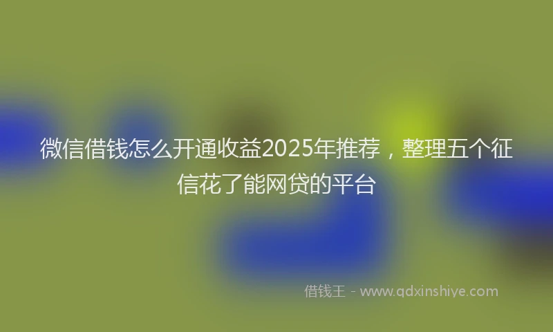 微信借钱怎么开通收益2025年推荐，整理五个征信花了能网贷的平台