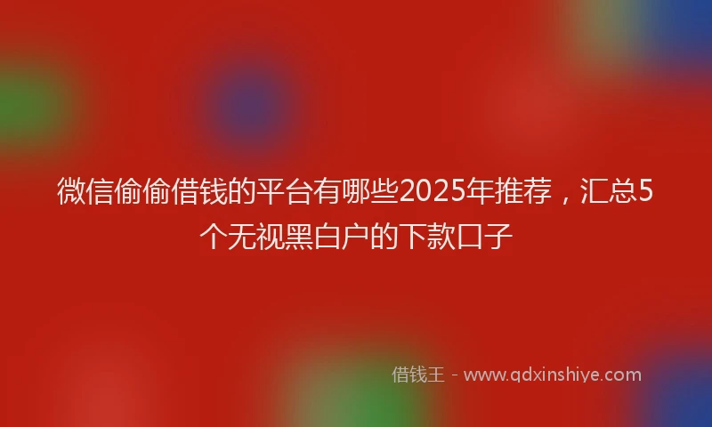 微信偷偷借钱的平台有哪些2025年推荐，汇总5个无视黑白户的下款口子