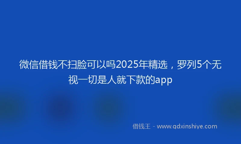 微信借钱不扫脸可以吗2025年精选，罗列5个无视一切是人就下款的app