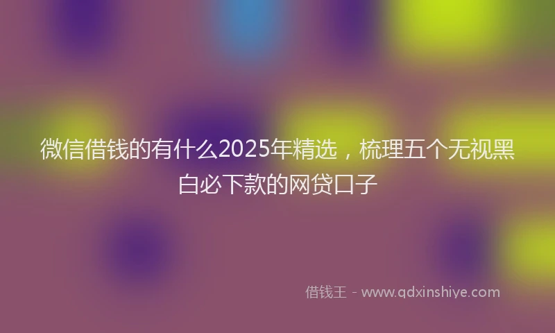 微信借钱的有什么2025年精选，梳理五个无视黑白必下款的网贷口子