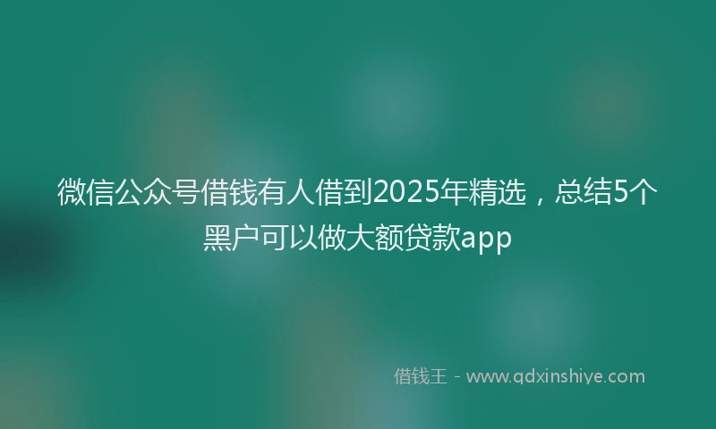 微信公众号借钱有人借到2025年精选，总结5个黑户可以做大额贷款app