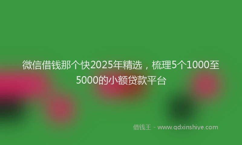 微信借钱那个快2025年精选，梳理5个1000至5000的小额贷款平台