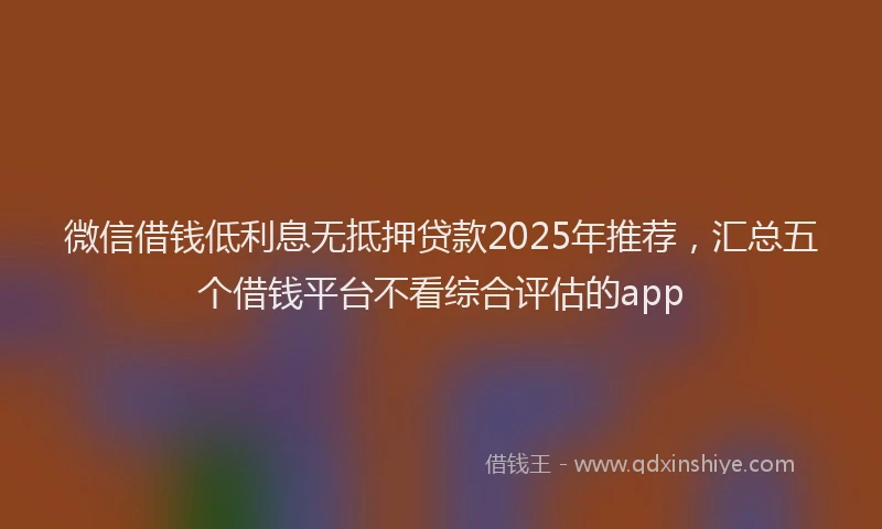 微信借钱低利息无抵押贷款2025年推荐，汇总五个借钱平台不看综合评估的app