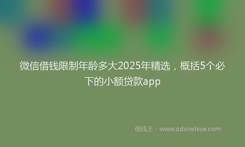 微信借钱限制年龄多大2025年精选，概括5个必下的小额贷款app