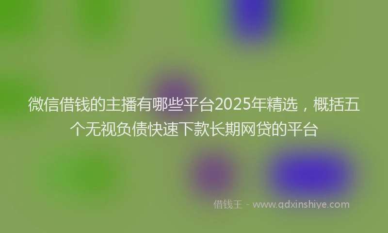 微信借钱的主播有哪些平台2025年精选，概括五个无视负债快速下款长期网贷的平台