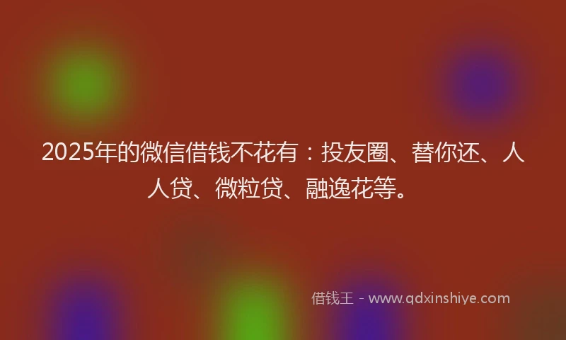 2025年的微信借钱不花有：投友圈、替你还、人人贷、微粒贷、融逸花等。