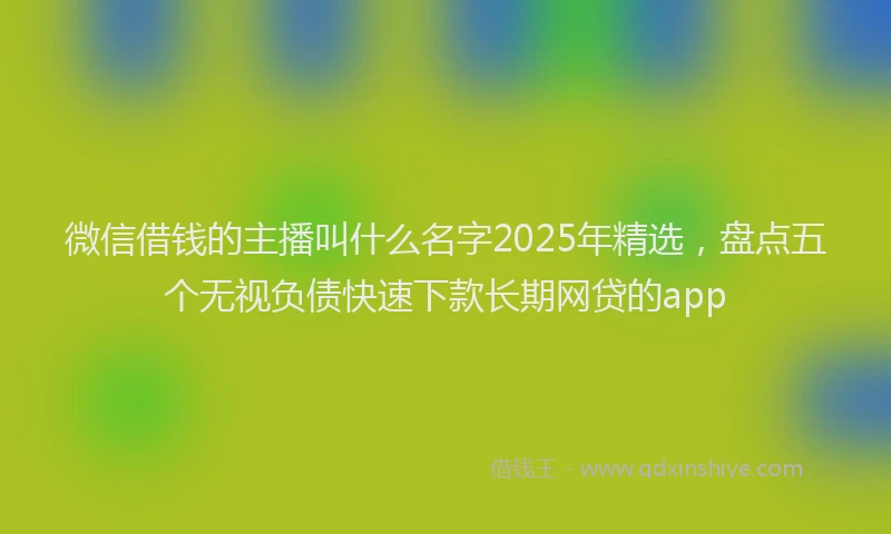 微信借钱的主播叫什么名字2025年精选，盘点五个无视负债快速下款长期网贷的app